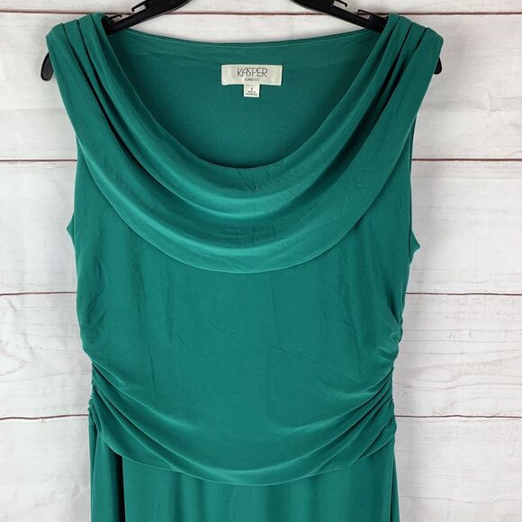 Kasper Dress Gown Long Draped Maxi Green Party 8 Stretch Wedding Romantic Greek - Picture 11 of 16